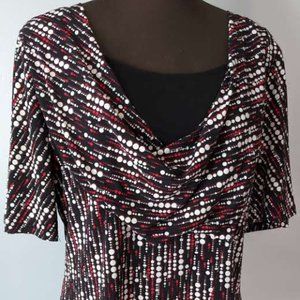 Worthington Women's Size PL Blouse Red White Black Short Sleeve